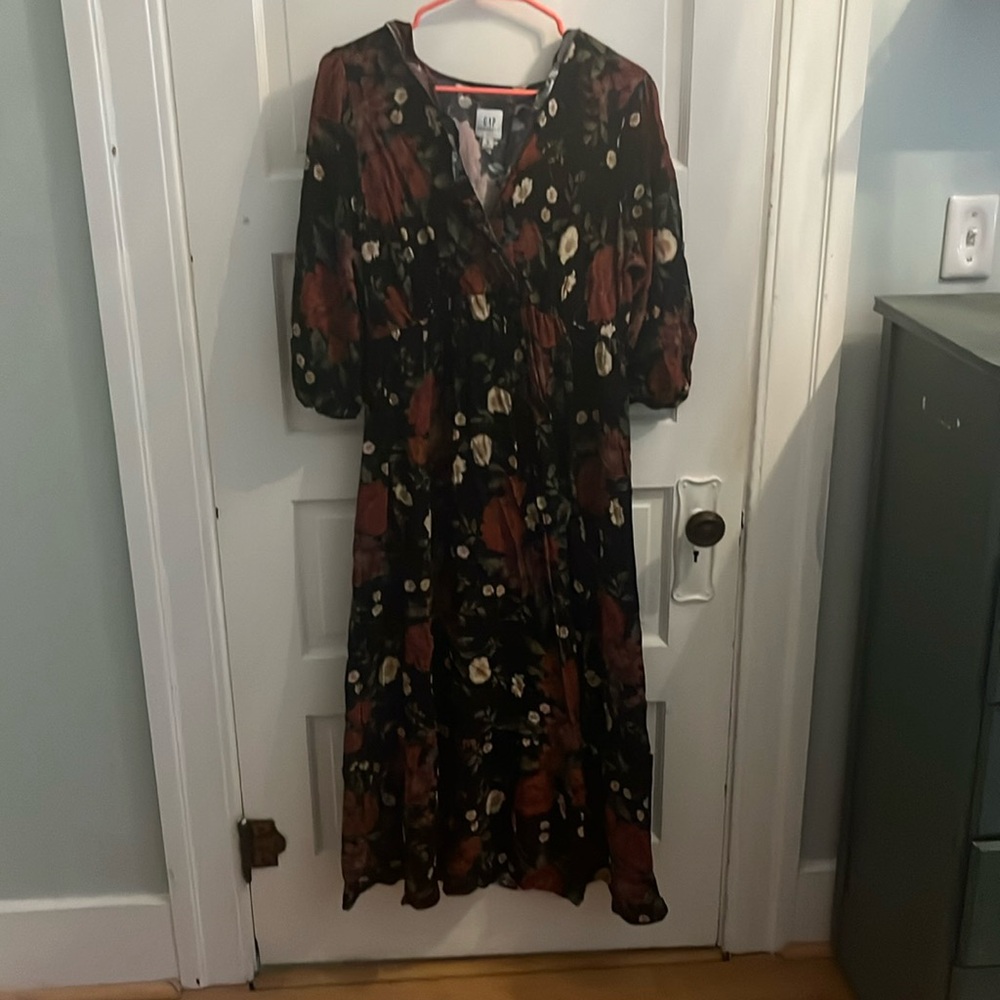 Gap Black Floral Maternity Dress